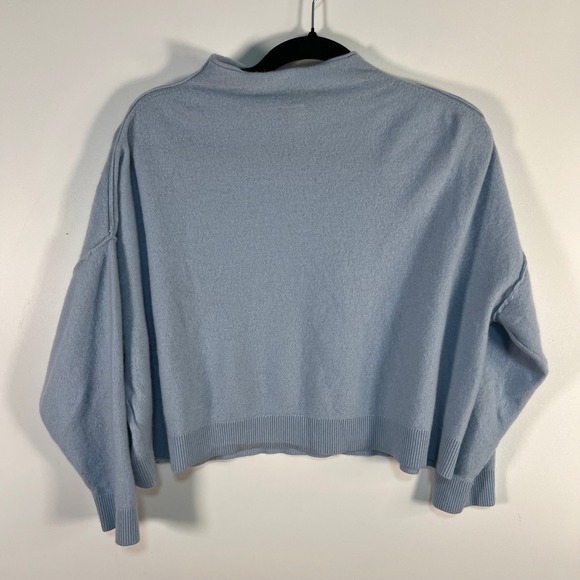 Pilcro Anthropologie 100% Cashmere Cropped Mock Neck Sweater Light Blue XL cozy - Picture 9 of 9